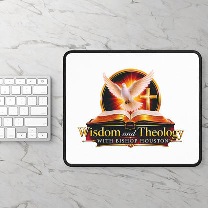 Wisdom and Theology Mouse Pad — Dove, Bible & Cross Religious Desk Mat