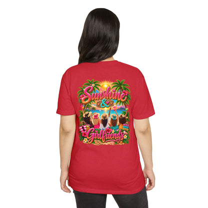 Sunshine & Girlfriends Beach T-Shirt — Tropical Vacation Tee for Friends