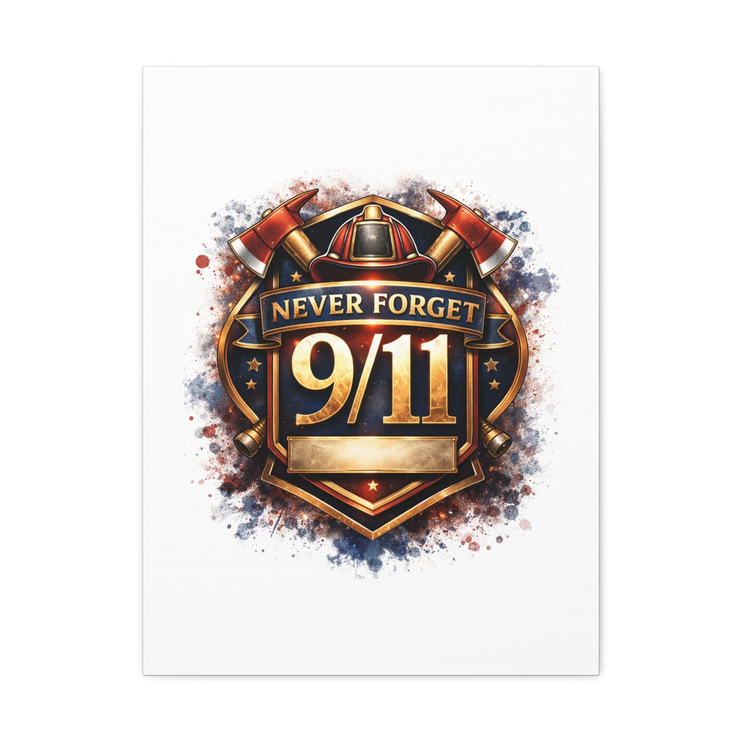 9/11 Never Forget Canvas Print — Firefighter Tribute Stretched Wall Art