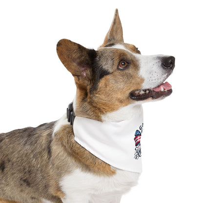 Patriotic Pet Bandana Collar - "God Bless America" Flag Bow Design