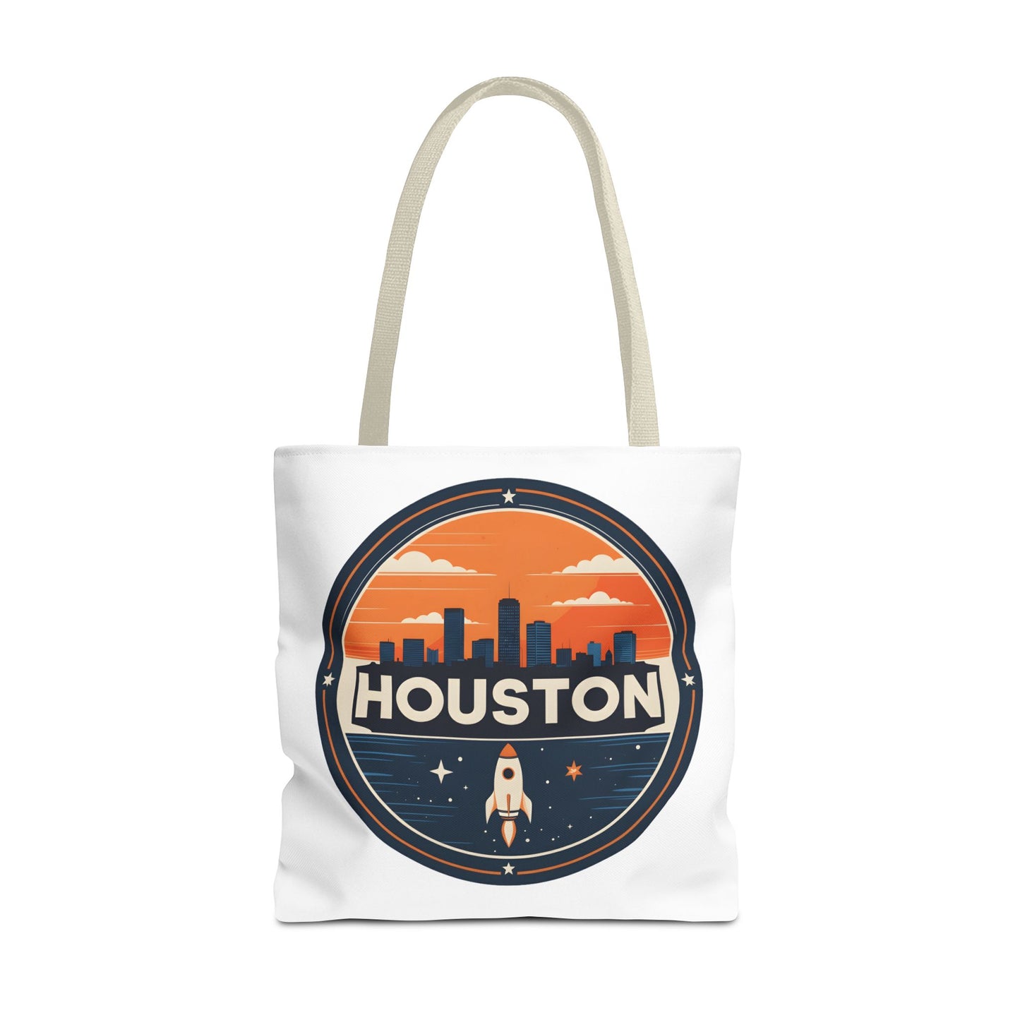 Houston Skyline Rocket Tote Bag – Retro Space City Canvas Tote