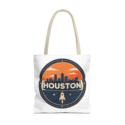 Houston Skyline Rocket Tote Bag – Retro Space City Canvas Tote