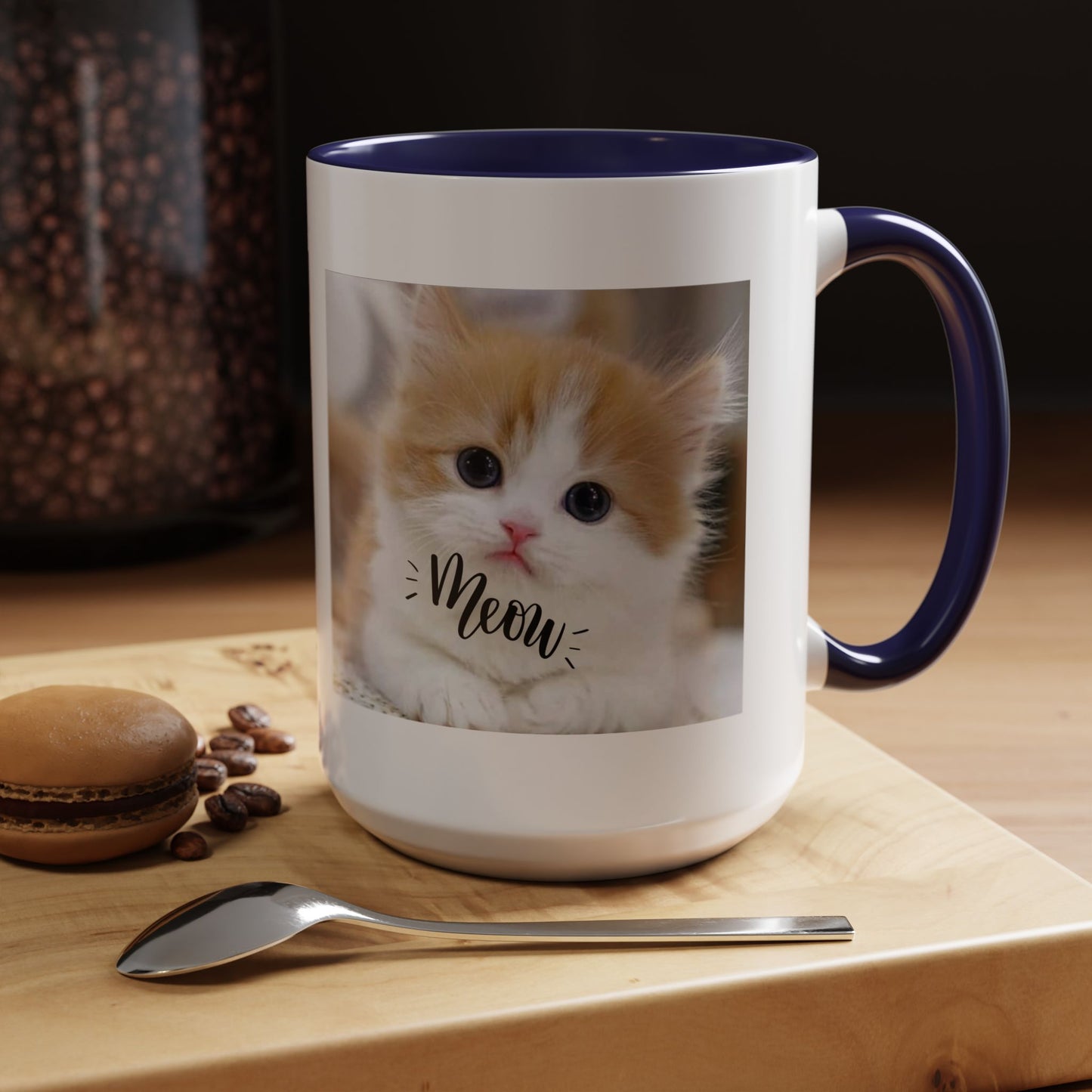 Cat Photo Coffee Mug - Cute Kitten 'Meow' Accent Mug (11/15oz)