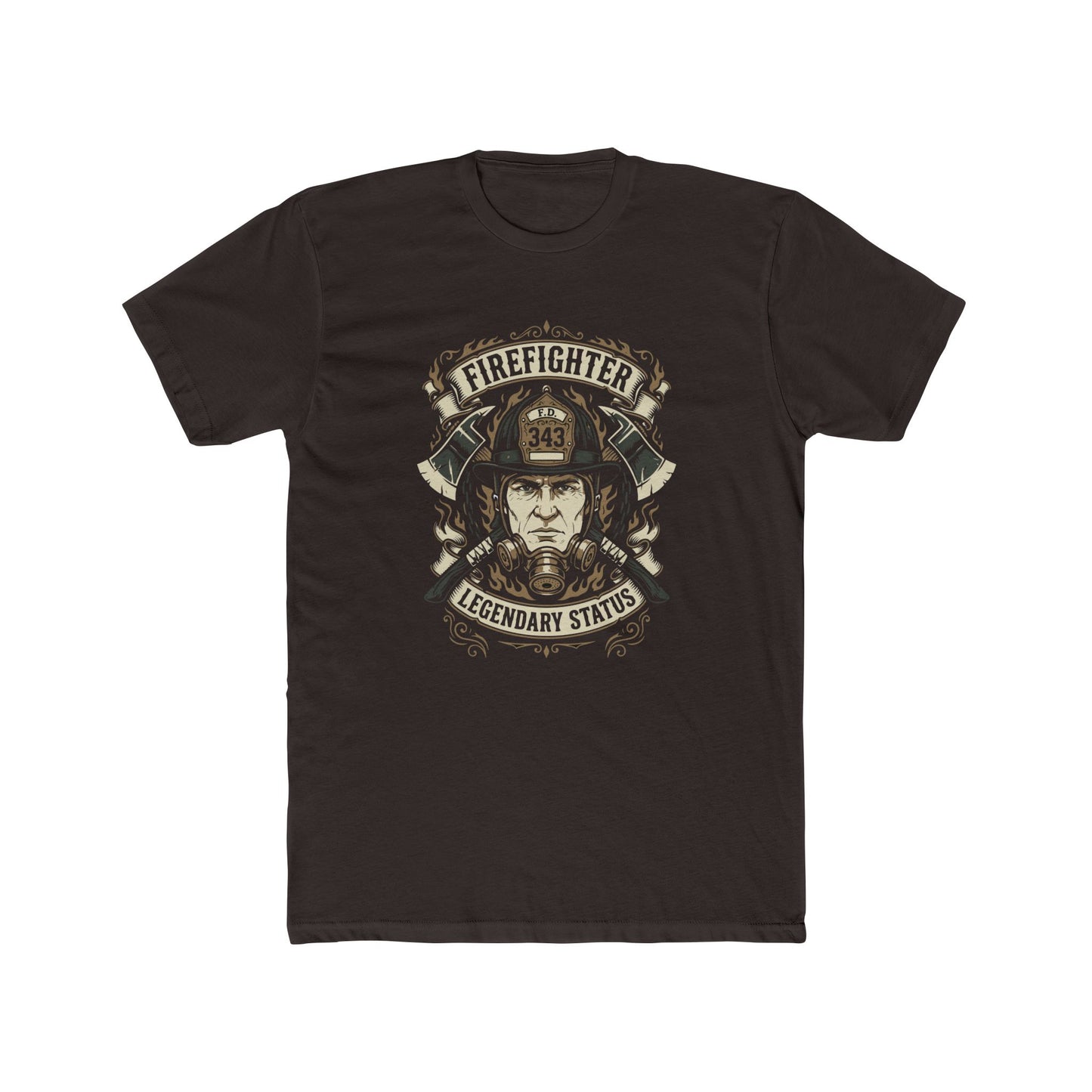 Firefighter Legendary Status T-Shirt — Vintage Fireman Helmet Graphic