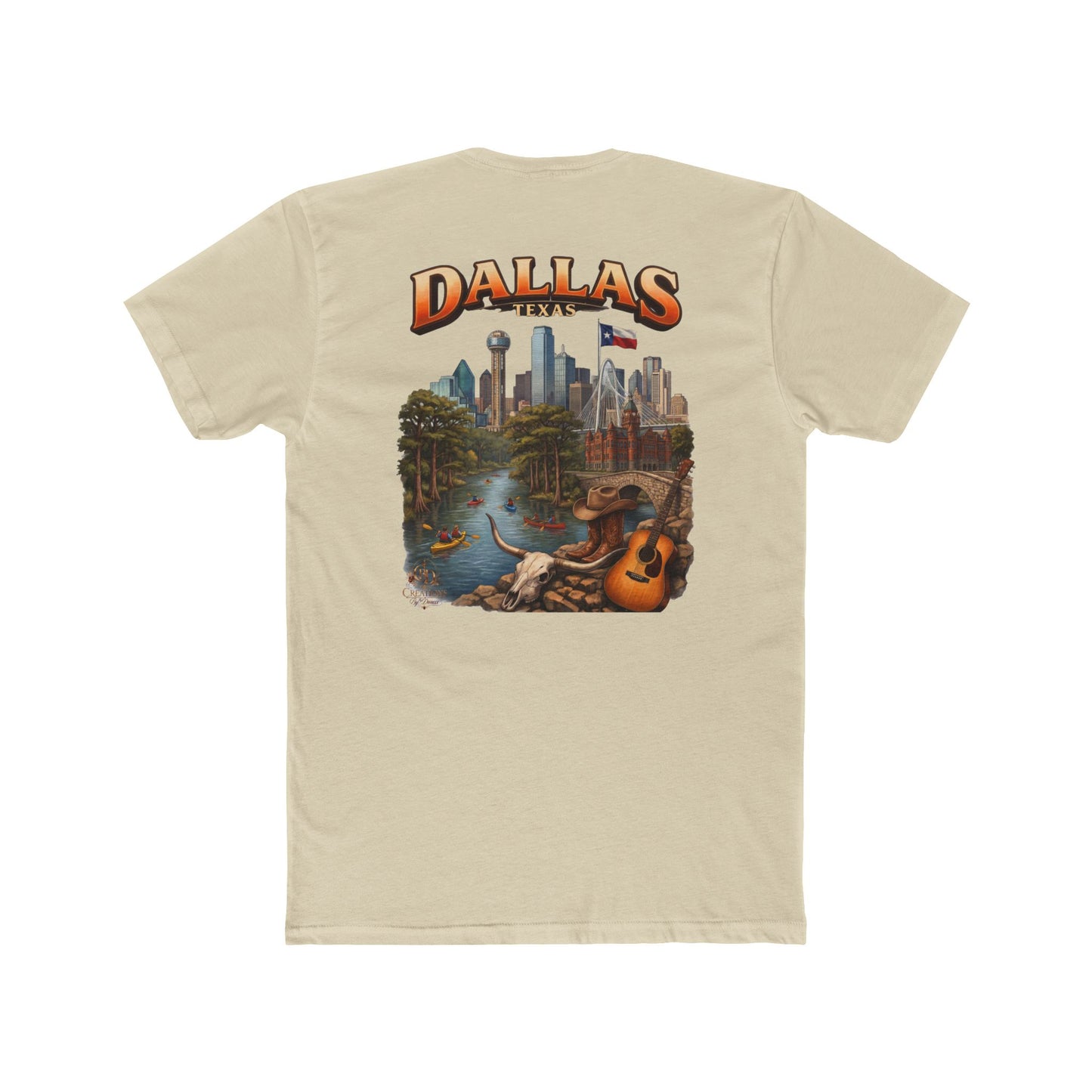 Dallas Skyline Graphic Tee — Retro Cityscape with Guitar