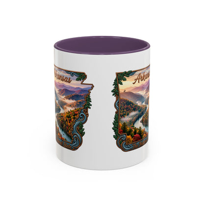 Arkansas Scenic Coffee Mug — Vintage State Map River Landscape (11/15 oz)