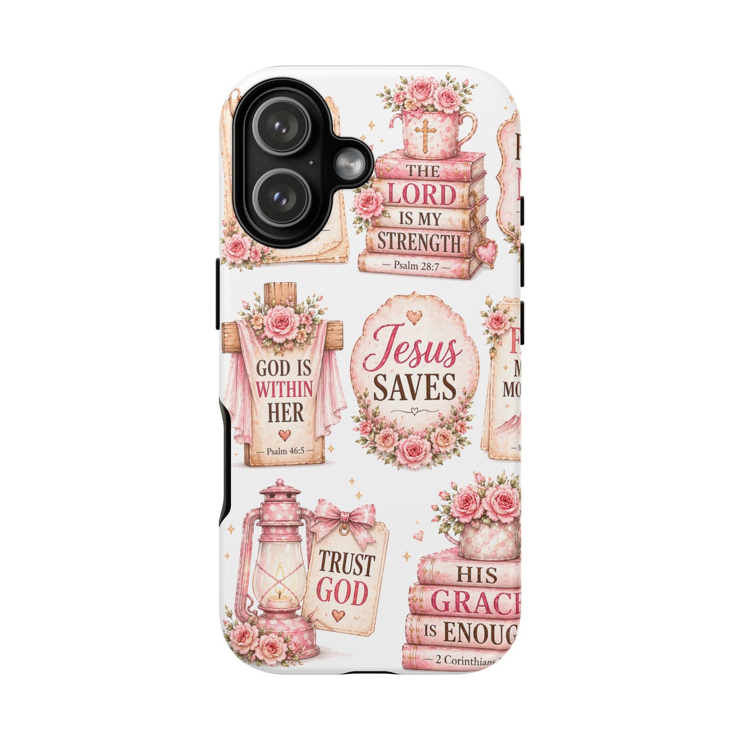 Faith Phone Case — 'Jesus Saves' Floral Christian Scripture iPhone Case