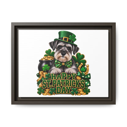 Happy St. Patrick’s Day Schnauzer Framed Canvas