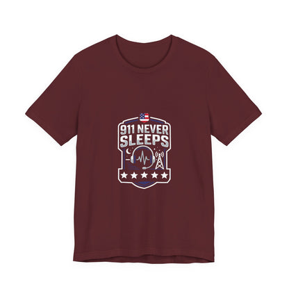 911 Never Sleeps T‑Shirt — Emergency Responder Tribute Tee