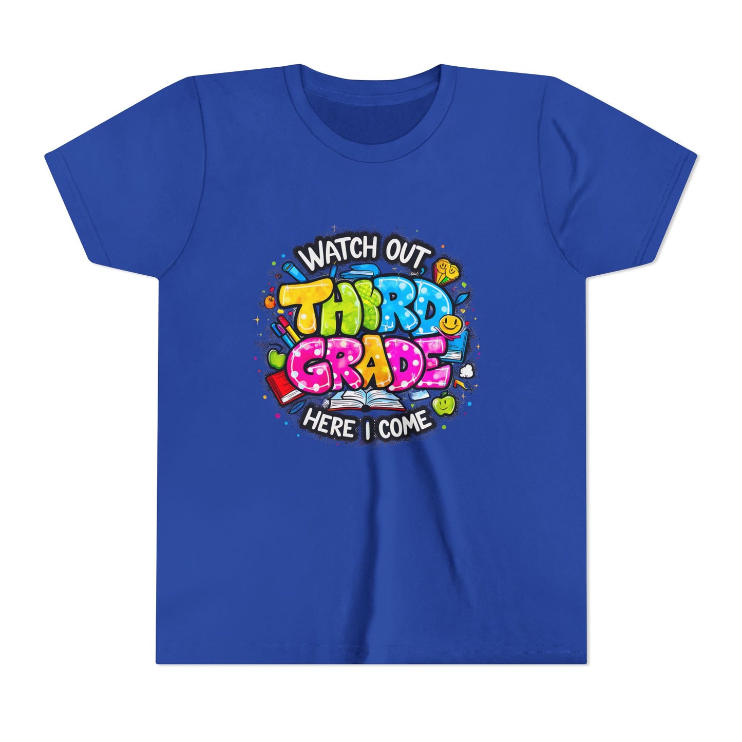 Third Grade Kids T‑Shirt — "Watch Out Third Grade Here I Come" Back-to-School Tee
