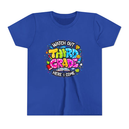 Third Grade Kids T‑Shirt — "Watch Out Third Grade Here I Come" Back-to-School Tee