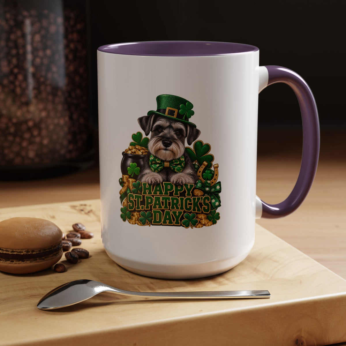 St. Patrick's Day Schnauzer Coffee Mug – Happy St. Patrick's Day Accent Mug