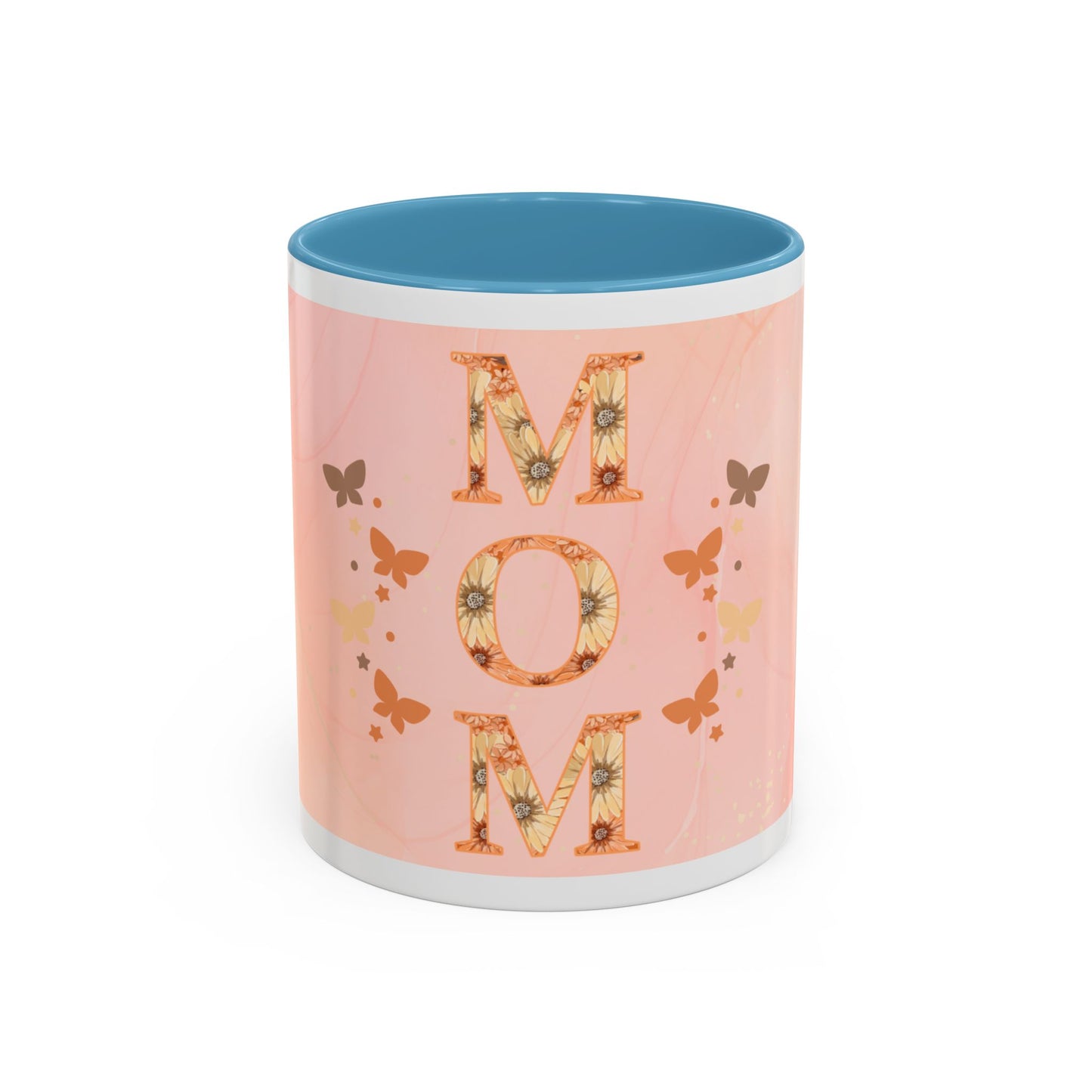 Mom Floral Accent Coffee Mug – Pink Butterfly Mother's Day Gift (11/15oz)