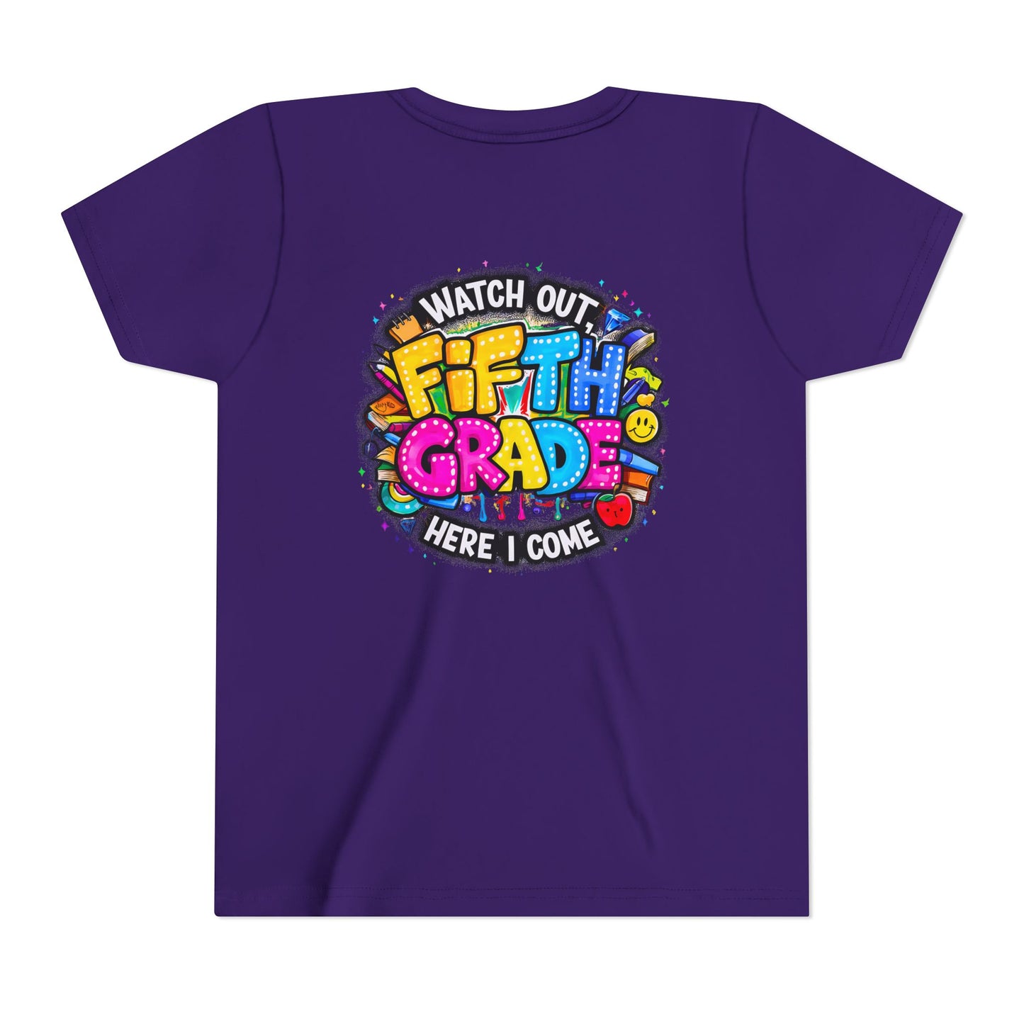 Fifth Grade T‑Shirt for Kids - "Watch Out Fifth Grade Here I Come" Back-to-School Tee