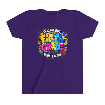 Fifth Grade T‑Shirt for Kids - "Watch Out Fifth Grade Here I Come" Back-to-School Tee