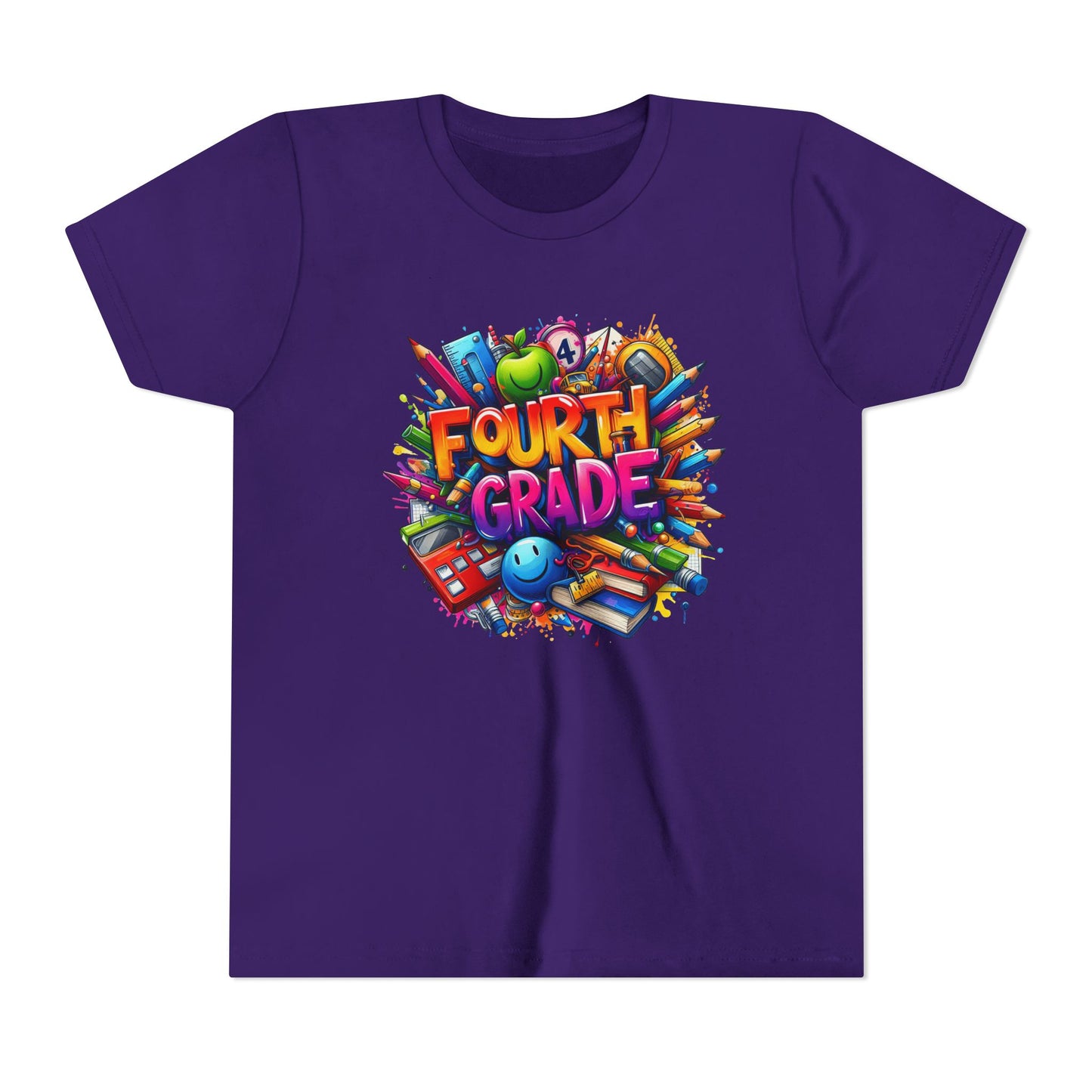 Fourth Grade Youth T‑Shirt – Colorful School Supplies Back to School Tee