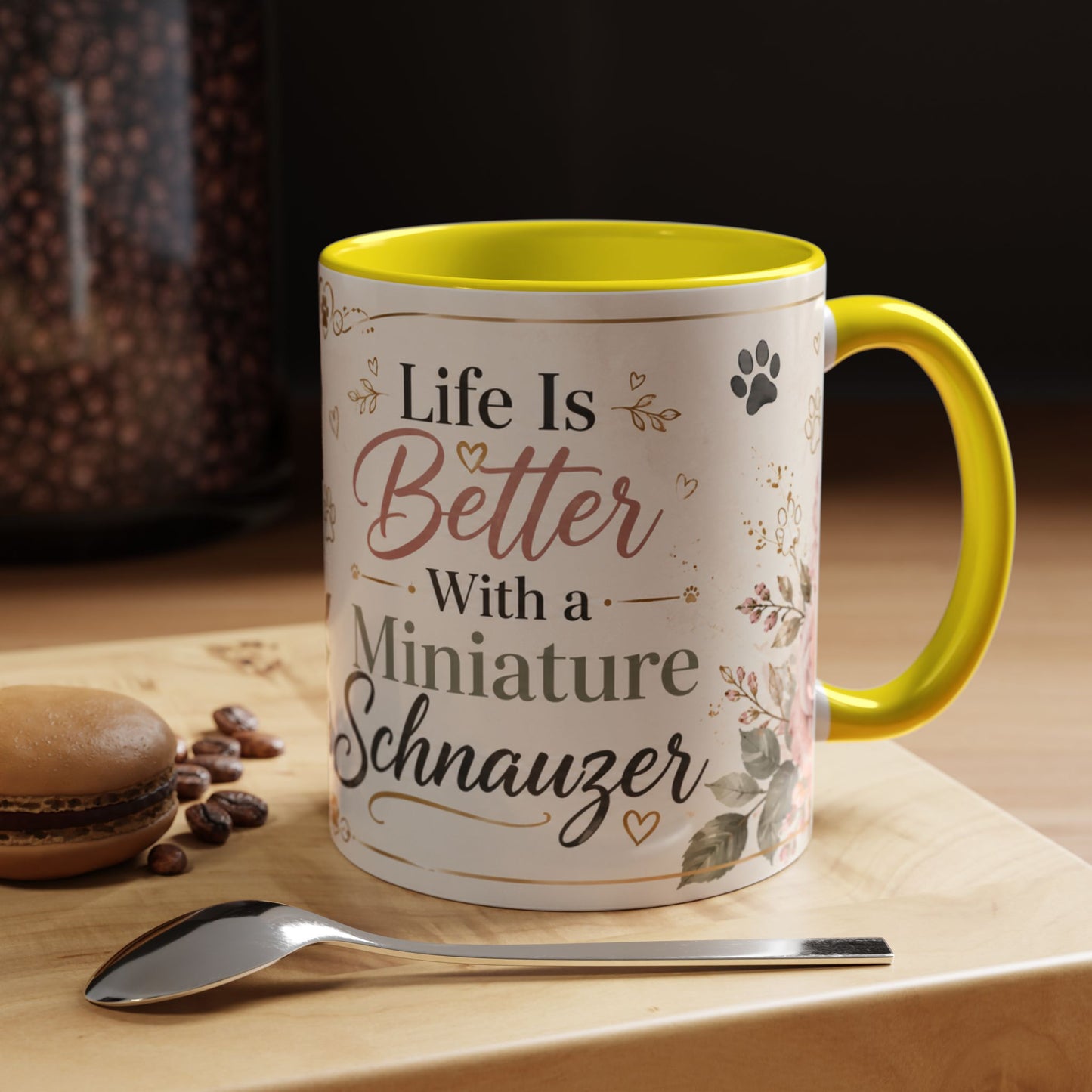 Miniature Schnauzer Coffee Mug — "Life Is Better With a Miniature Schnauzer" Accent Ceramic Mug