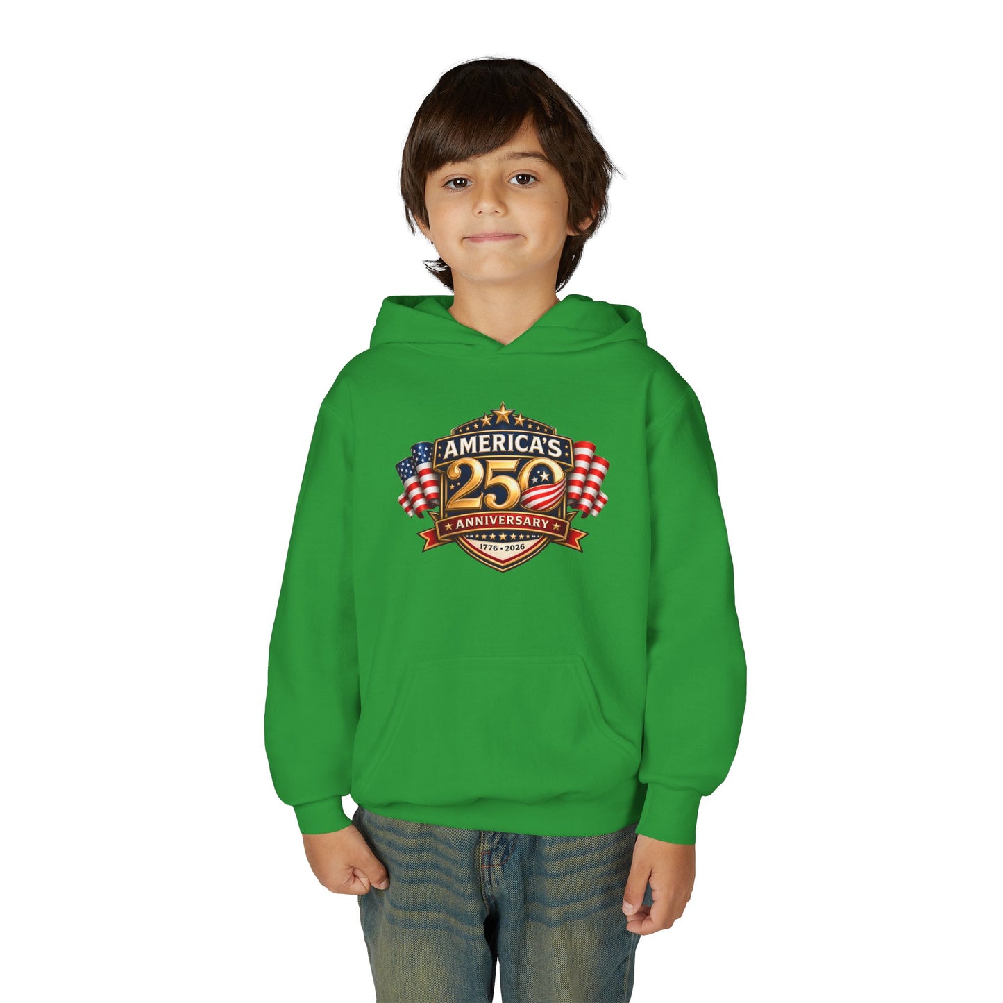 Youth Hoodie — "America's 250th Anniversary" Patriotic 1776-2026 Celebration Design