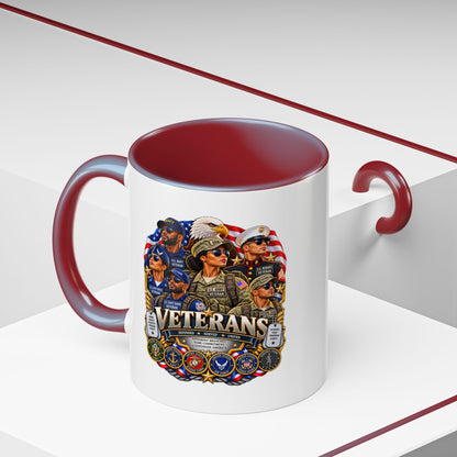 Veterans Tribute Accent Coffee Mug — Patriotic Military Veteran Gift (11/15oz)
