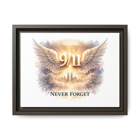 9/11 Memorial Matte Canvas Print — "Never Forget" Framed Wall Art