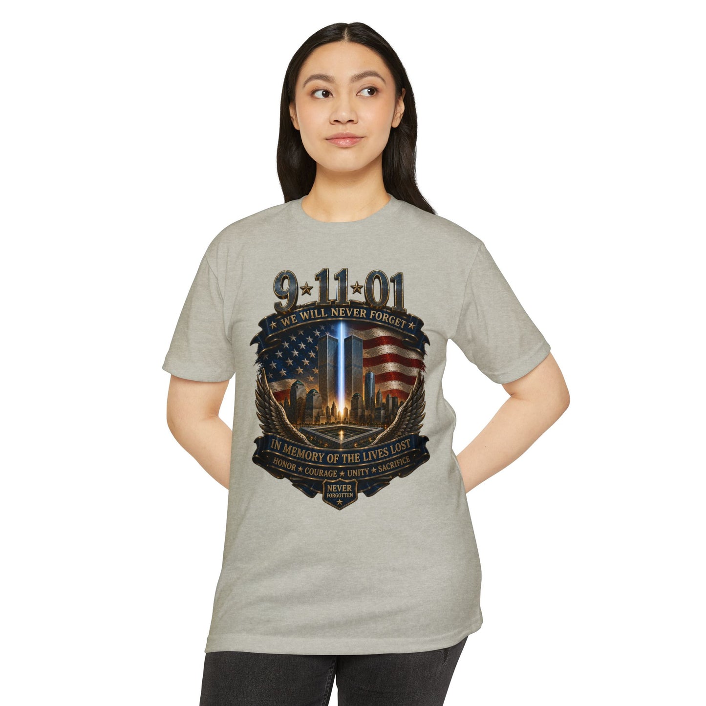 9/11 Memorial T-Shirt — "We Will Never Forget" Tribute Tee