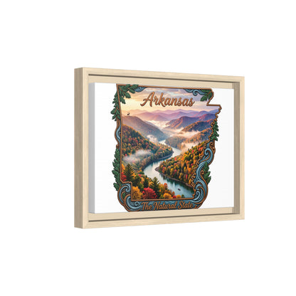 Arkansas Scenic State Map Canvas — "The Natural State" Framed Wall Art