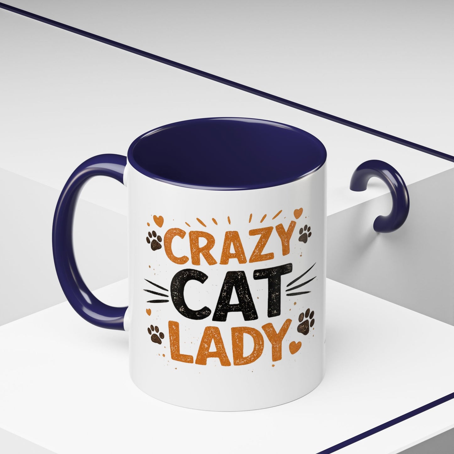 Cat Mug — "Crazy Cat Lady" Cute Kitten Accent Coffee Mug (11/15 oz)