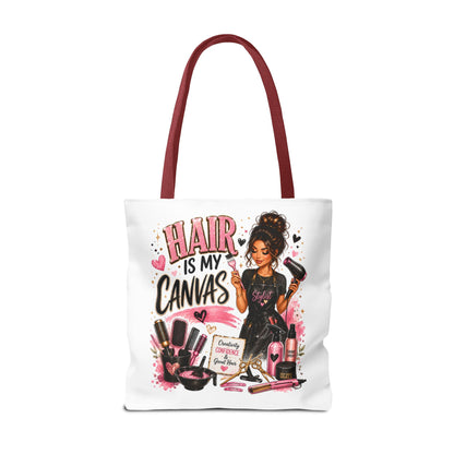 Hair Is My Canvas Tote Bag — Stylist Makeup Artist Cosmetic Accessories Tote