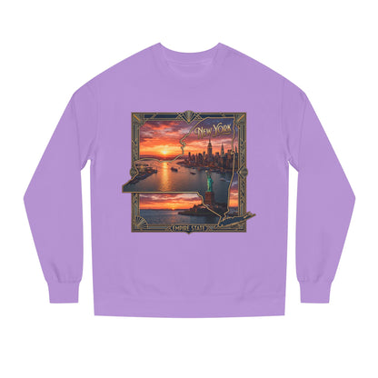 New York Sunset Crewneck Sweatshirt — Statue of Liberty Skyline Graphic