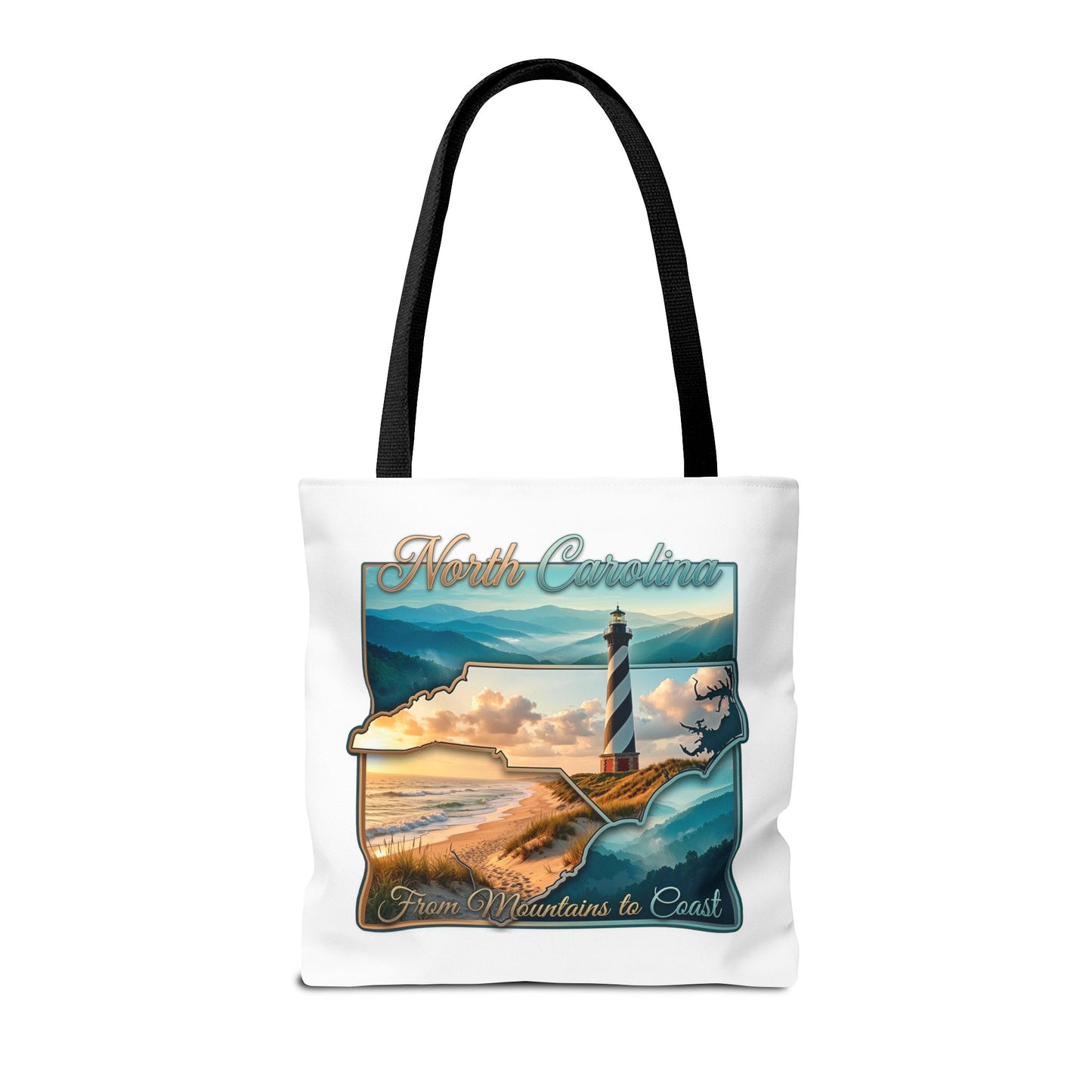 North Carolina Lighthouse Tote Bag — "From Mountains to Coast" Scenic Beach Tote