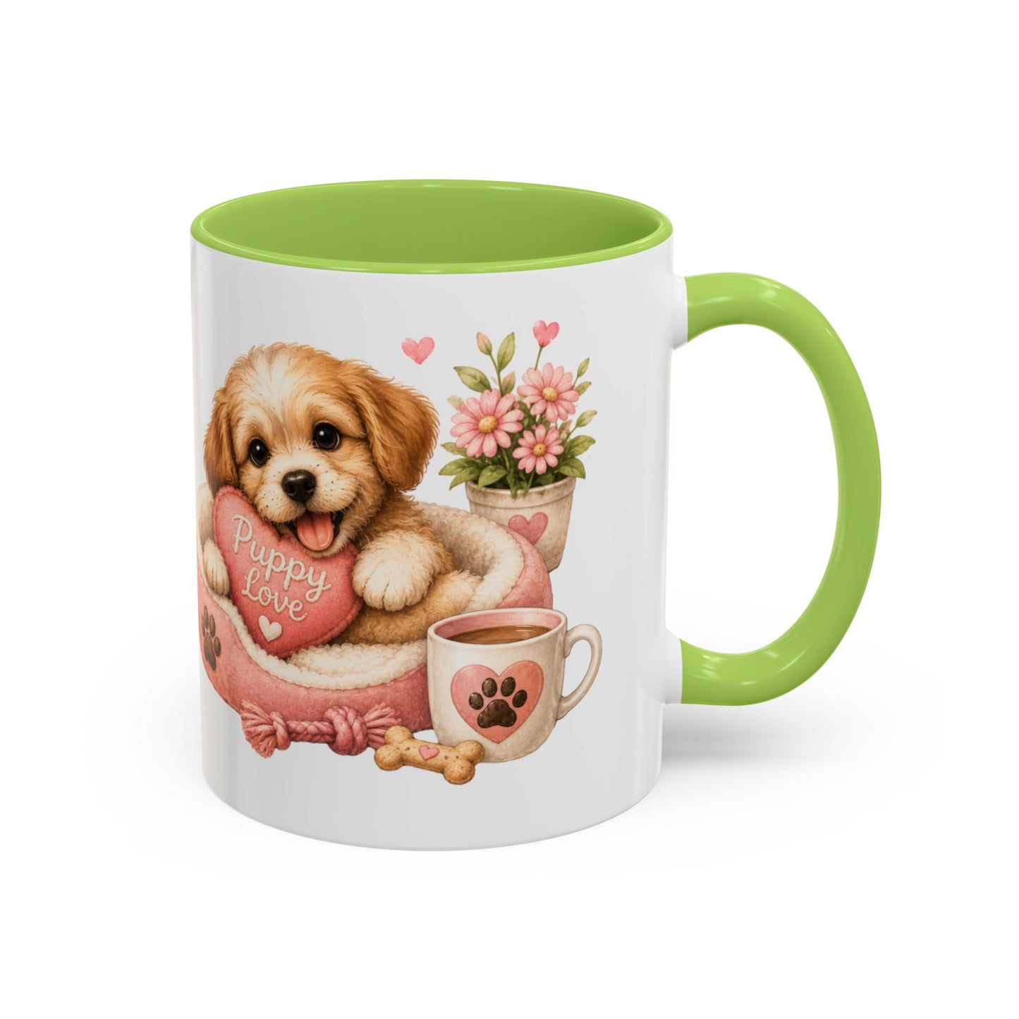Puppy Love Coffee Mug — Cute Dog Heart Accent Mug (11/15oz)