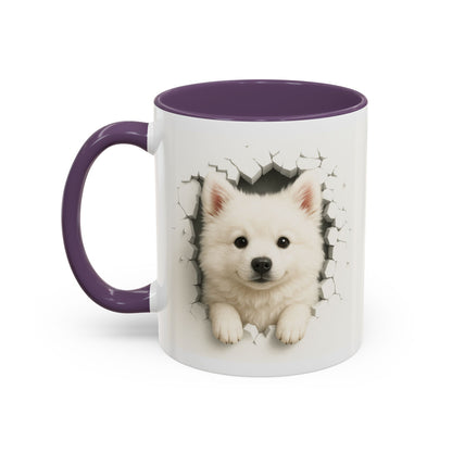 White Samoyed Puppy Accent Coffee Mug — Cute Dog Breakthrough Design (11/15 oz)