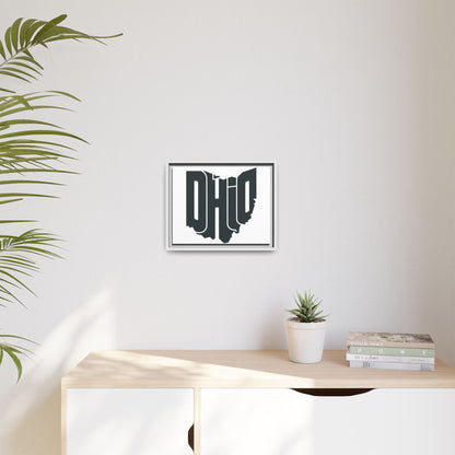 Ohio State Silhouette Matte Framed Canvas — Modern State Wall Art