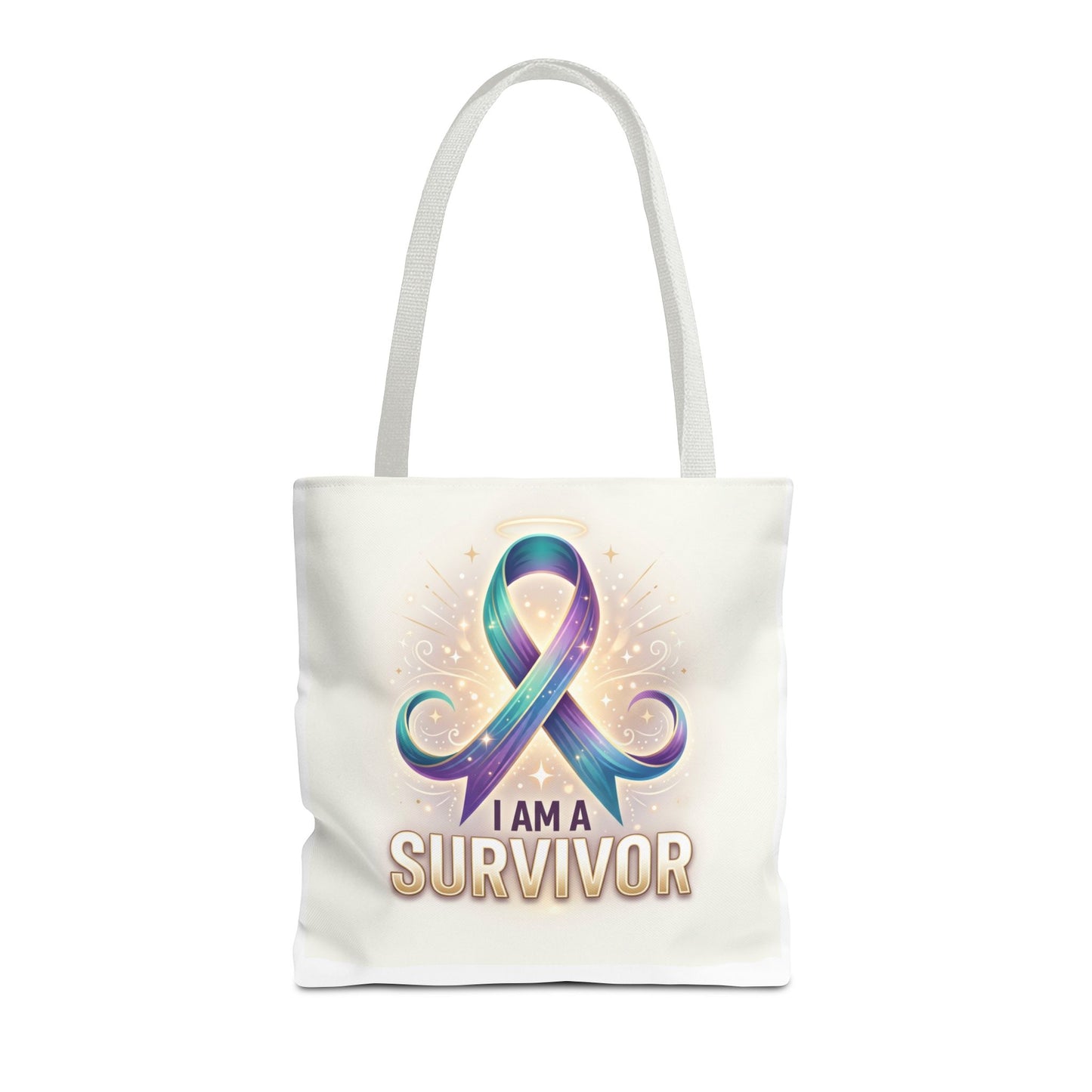 Survivor Ribbon Tote Bag - "I Am a Survivor" Awareness Reusable Shopper