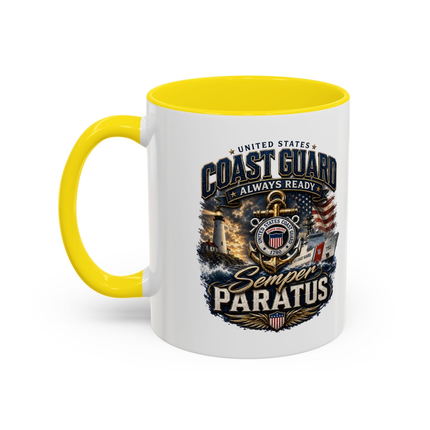 Coast Guard Semper Paratus Accent Coffee Mug – Patriotic Military Gift (11/15oz)
