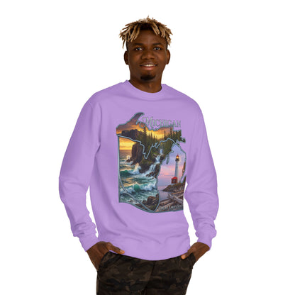 Michigan Lakes State Sweatshirt — Lighthouse & Great Lakes Scenic Pullover