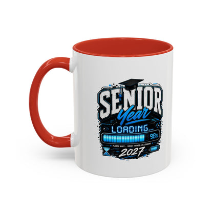 Senior Year Loading 2027 Accent Coffee Mug — Graduation Gift Cup (11/15oz)