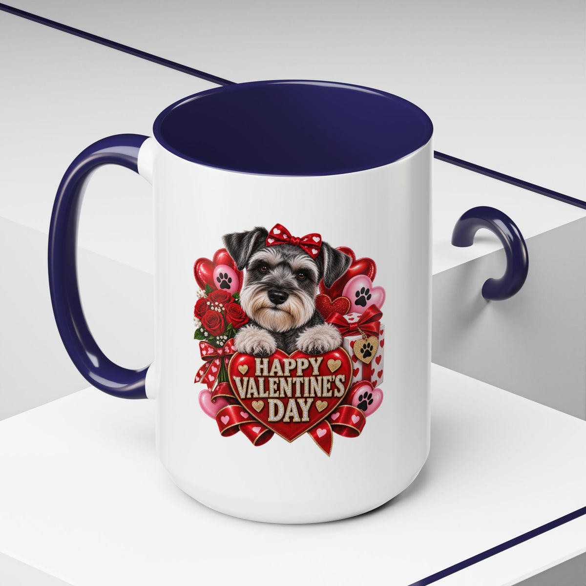 Valentine’s Day Dog Coffee Mug — "Happy Valentine’s Day" Accent Mug