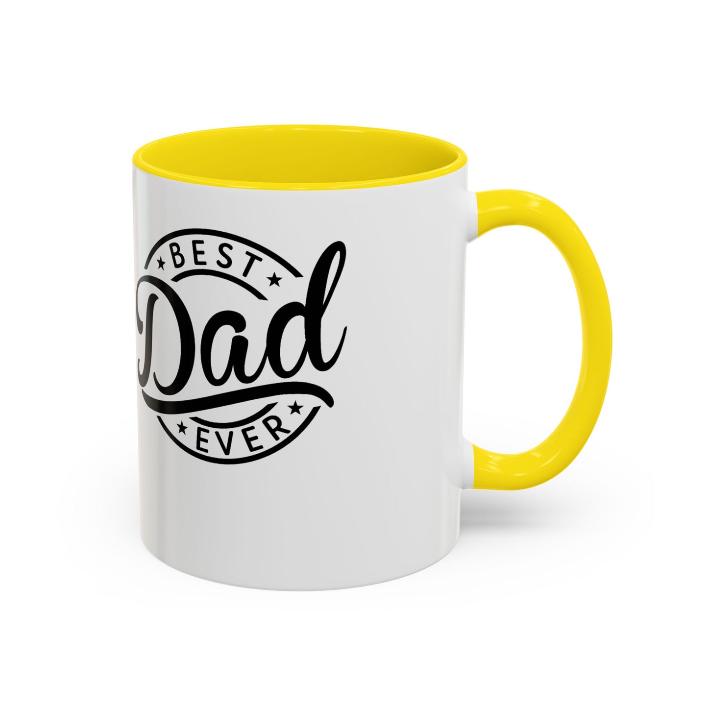 Best Dad Ever Accent Coffee Mug — Black Handle & Inner Rim, Father's Day Gift (11oz & 15oz)