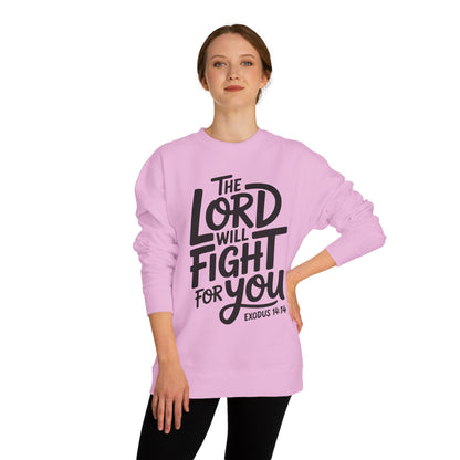 Sweatshirt — “The Lord Will Fight For You” Faith Crewneck (Exodus 14:14)