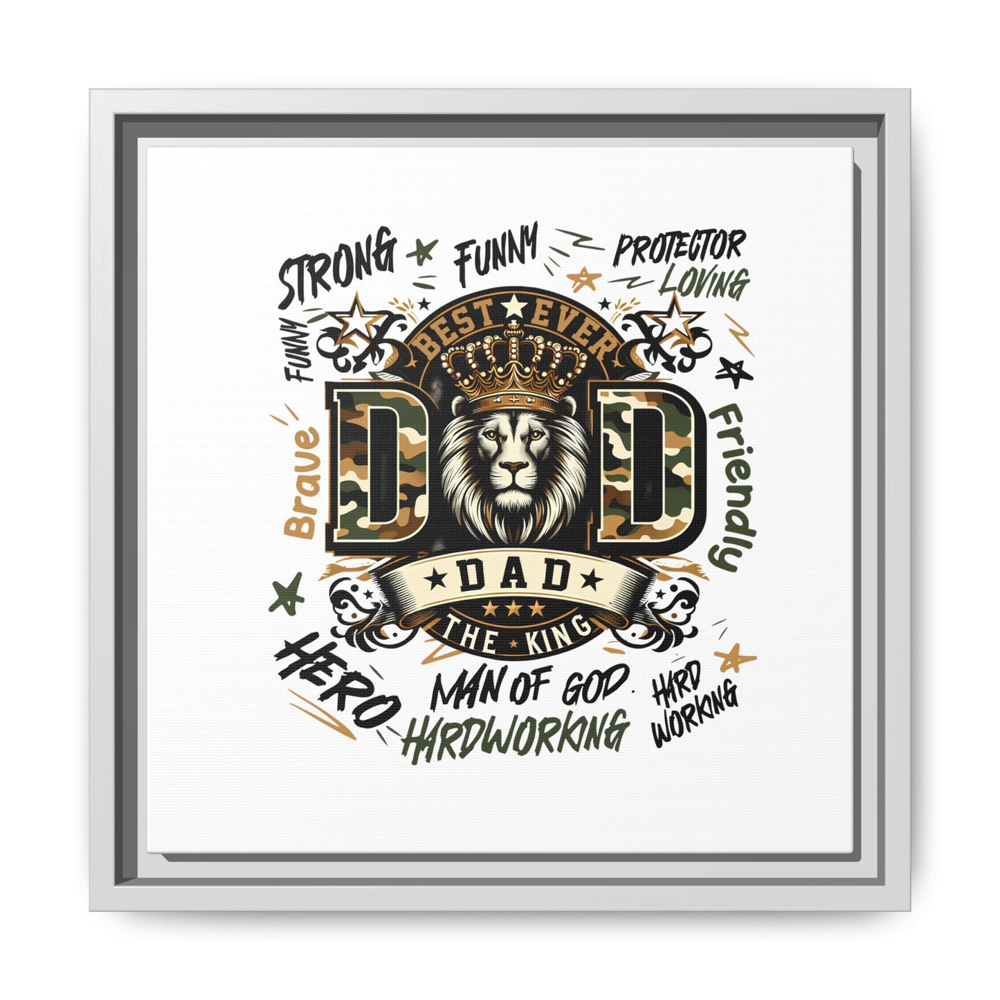 Framed Matte Canvas 'Best Ever DAD' Wall Art – Lion King Design, Father’s Day Gift