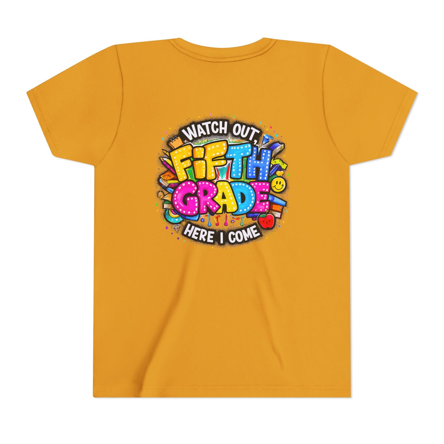 Fifth Grade T‑Shirt for Kids - "Watch Out Fifth Grade Here I Come" Back-to-School Tee