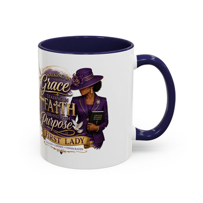 Faith & Purpose Accent Coffee Mug — First Lady Church Design (11/15oz)
