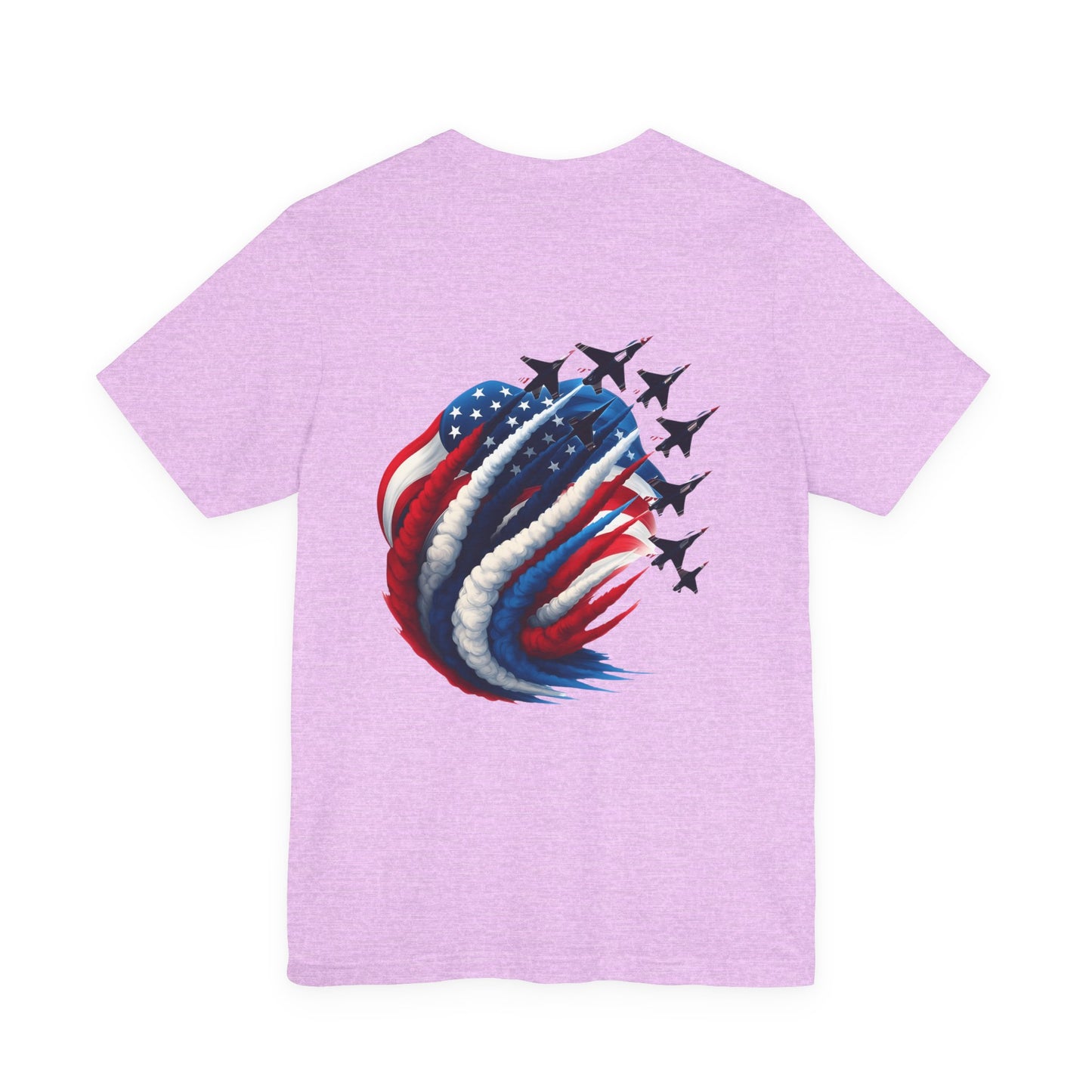 Patriotic Jet Flyover T-Shirt — American Flag Smoke Trail Tee