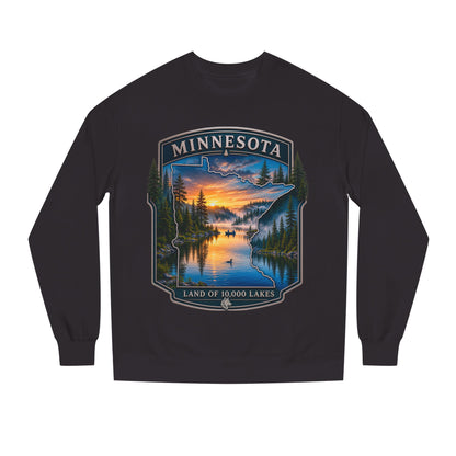 Minnesota Lakes Crewneck Sweatshirt — 'Land of 10,000 Lakes' Sunset Scenic Sweatshirt