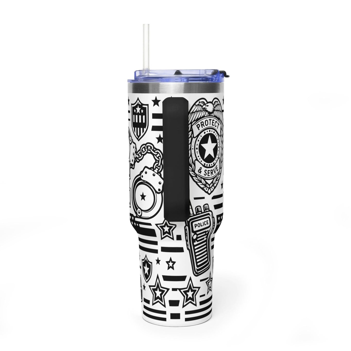 Tumbler — 'Police Dad' 40oz Vacuum Insulated Travel Mug (Patrol Badge Design)