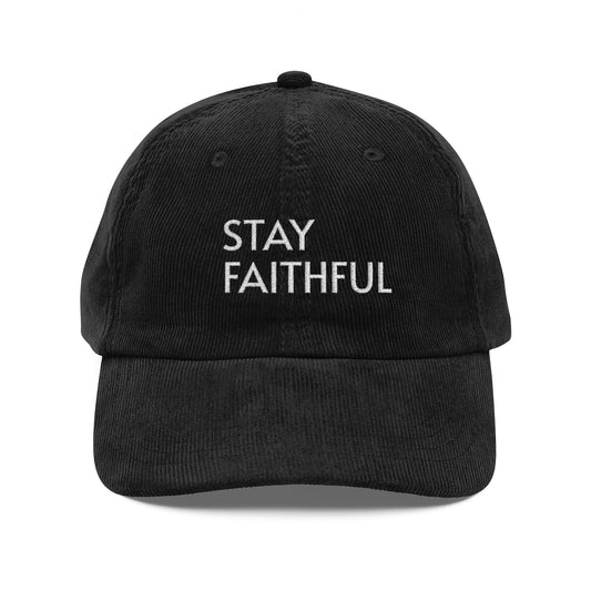 Stay Faithful Embroidered Corduroy Cap — Vintage Rust Baseball Hat