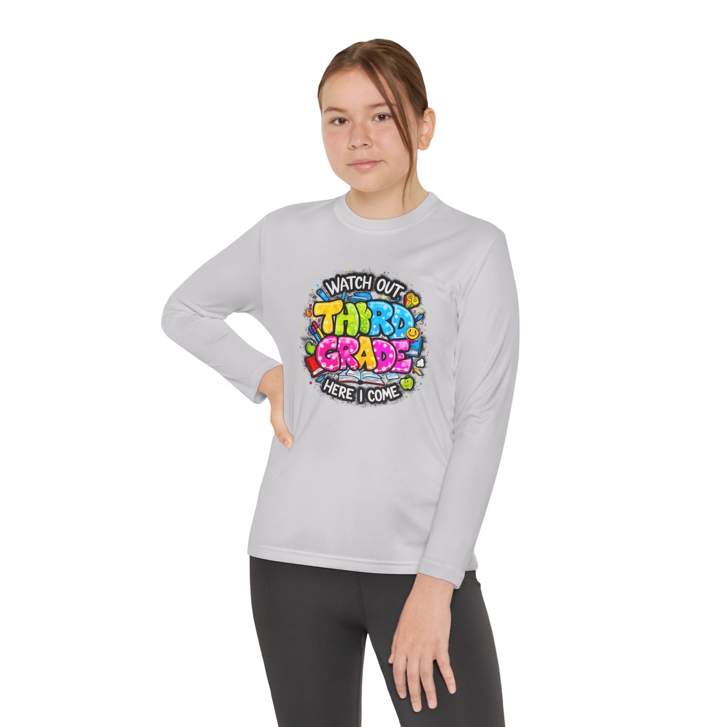 Youth Long Sleeve Tee — "Watch Out Third Grade Here I Come" Back-to-School Shirt