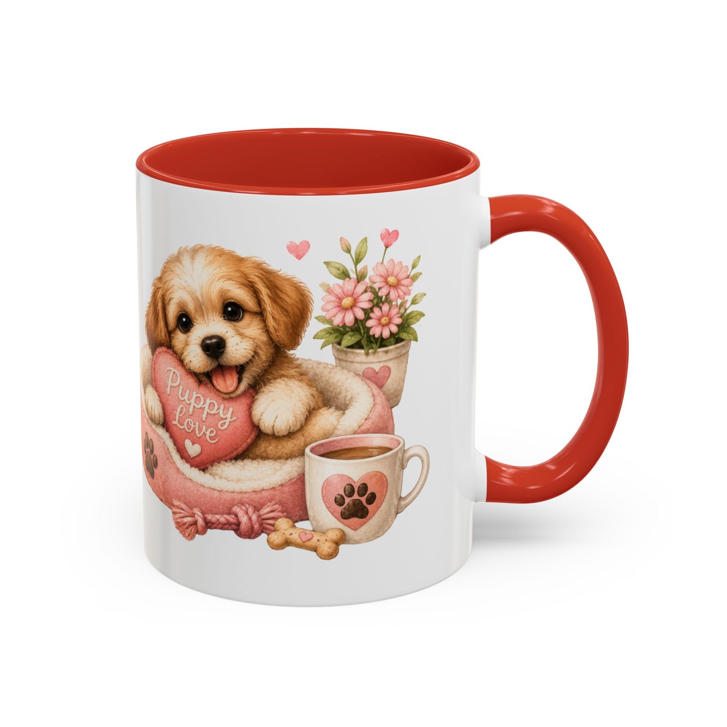 Puppy Love Coffee Mug — Cute Dog Heart Accent Mug (11/15oz)