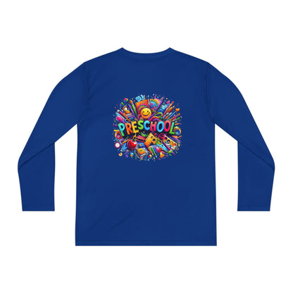 Youth Preschool Long Sleeve Tee - Colorful School Supplies Design